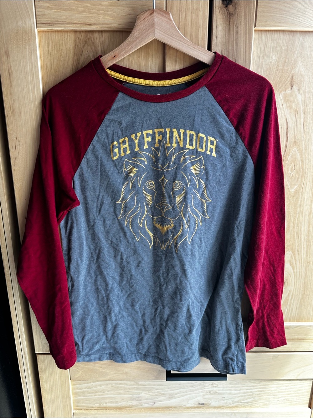 Harry Potter Official Gryffindor Lion Raglan Long Sleeve Graphic Shirt XL VGUC